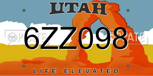 6ZZ098 Utah License Plate