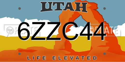 6ZZC44 Utah License Plate