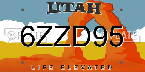 6ZZD95 Utah License Plate