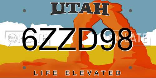6ZZD98 Utah License Plate