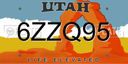 6ZZQ95 Utah License Plate
