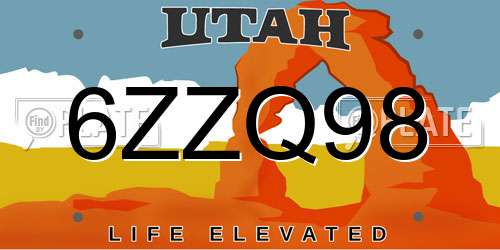 6ZZQ98 Utah License Plate
