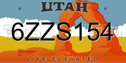 6ZZS154 Utah License Plate