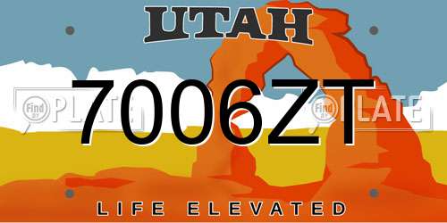 7006ZT Utah License Plate