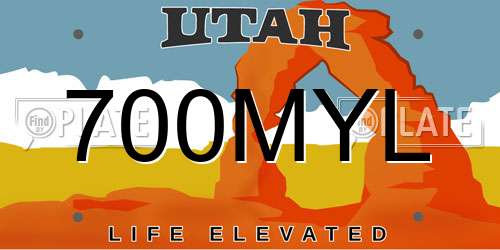 700MYL Utah License Plate