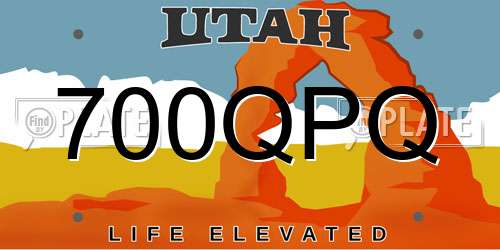 700QPQ Utah License Plate