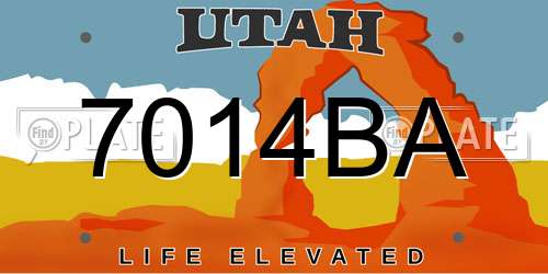 7014BA Utah License Plate