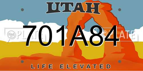701A84 Utah License Plate