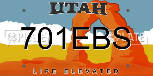 701EBS Utah License Plate