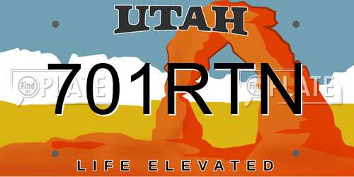 701RTN Utah License Plate