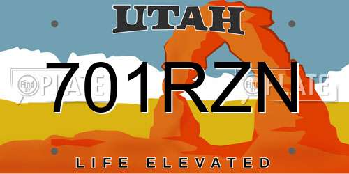 701RZN Utah License Plate
