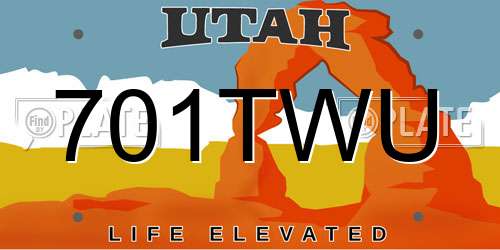 701TWU Utah License Plate