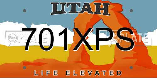 701XPS Utah License Plate