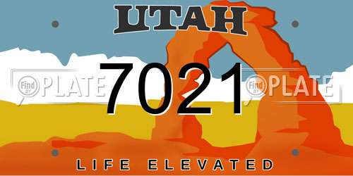 7021 Utah License Plate