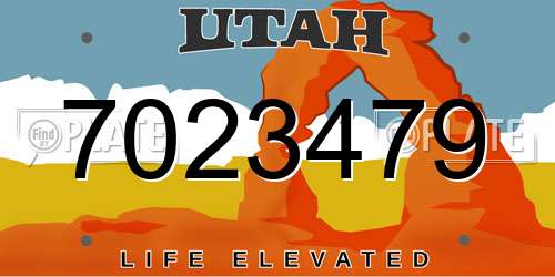 7023479 Utah License Plate