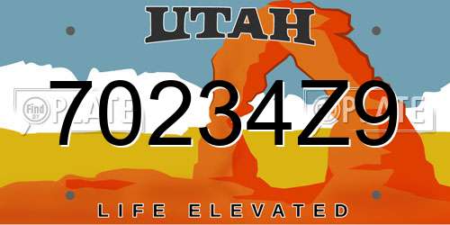 70234Z9 Utah License Plate