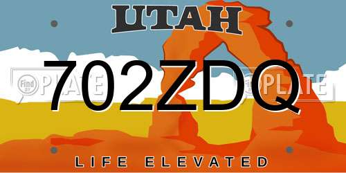 702ZDQ Utah License Plate