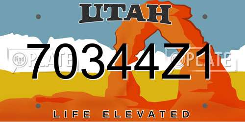 70344Z1 Utah License Plate