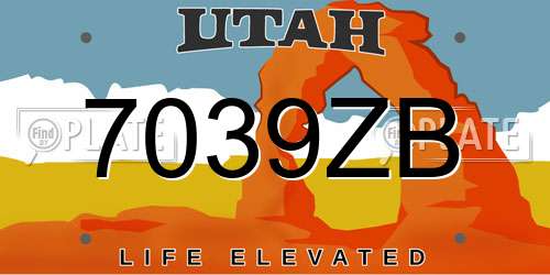7039ZB Utah License Plate