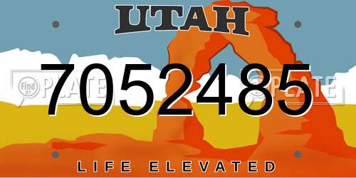 7052485 Utah License Plate