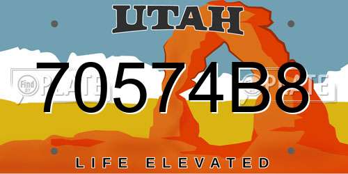 70574B8 Utah License Plate