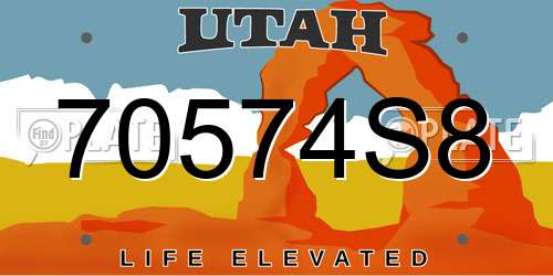 70574S8 Utah License Plate