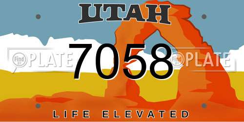 7058 Utah License Plate