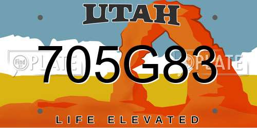 705G83 Utah License Plate