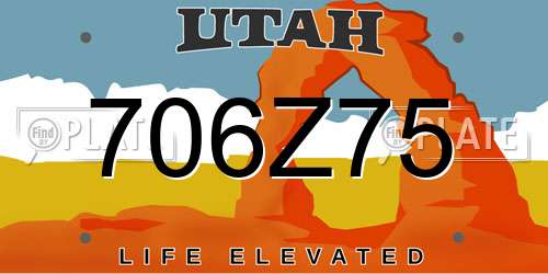 706Z75 Utah License Plate