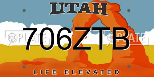 706ZTB Utah License Plate