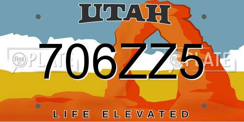 706ZZ5 Utah License Plate