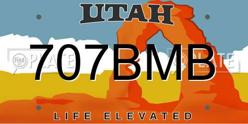 707BMB Utah License Plate