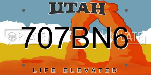 707BN6 Utah License Plate