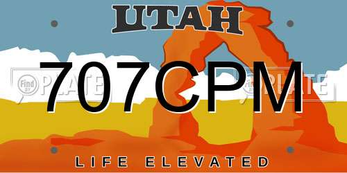 707CPM Utah License Plate