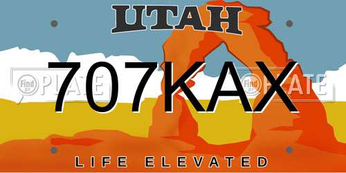 707KAX Utah License Plate