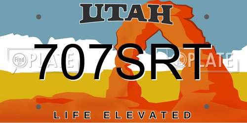 707SRT Utah License Plate