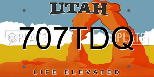 707TDQ Utah License Plate