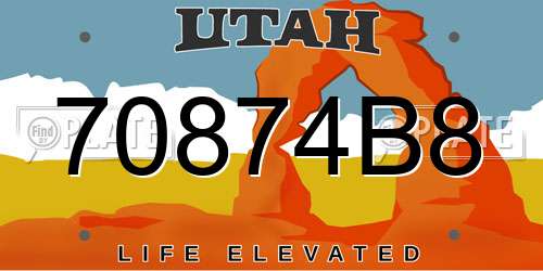 70874B8 Utah License Plate