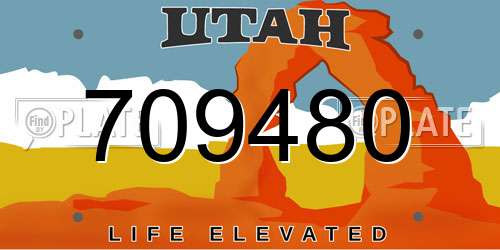 709480 Utah License Plate
