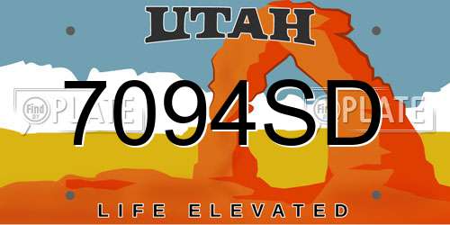 7094SD Utah License Plate