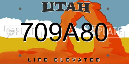 709A80 Utah License Plate