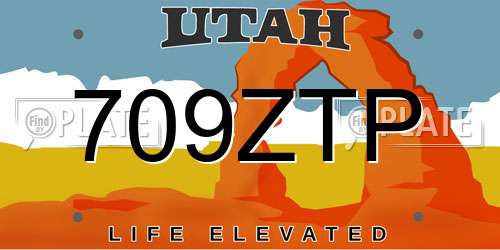 709ZTP Utah License Plate