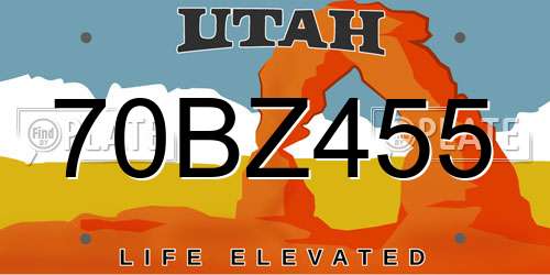 70BZ455 Utah License Plate