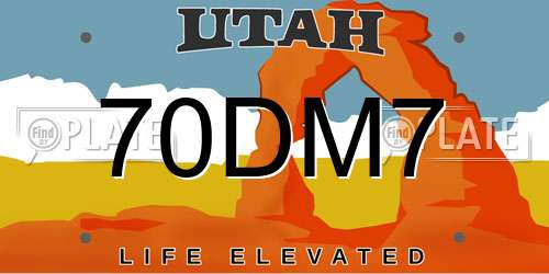 70DM7 Utah License Plate