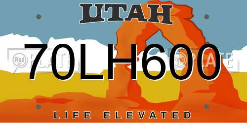 70LH600 Utah License Plate