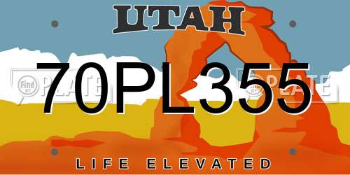 70PL355 Utah License Plate