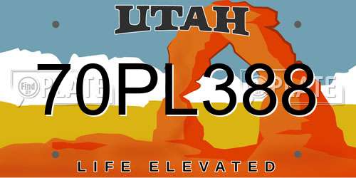 70PL388 Utah License Plate