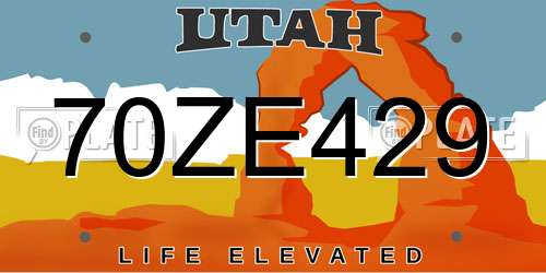 70ZE429 Utah License Plate