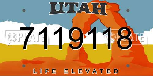 7119118 Utah License Plate