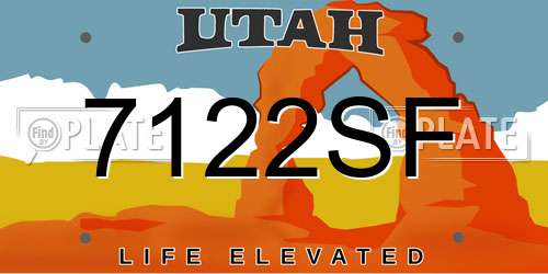 7122SF Utah License Plate